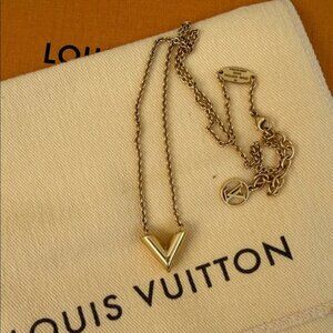 Louis Vuitton V Pendant Gold Necklace